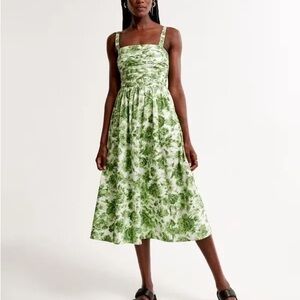 Abercrombie & Fitch Emerson Poplin Wide Strap Midi Dress